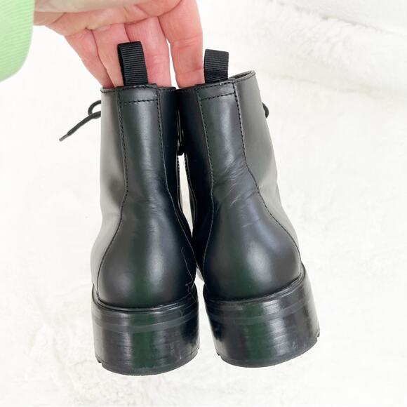 Everlane Women’s The Modern Utility Black Leather Lace Up Ankle Moto Boots 9 - Picture 7 of 15